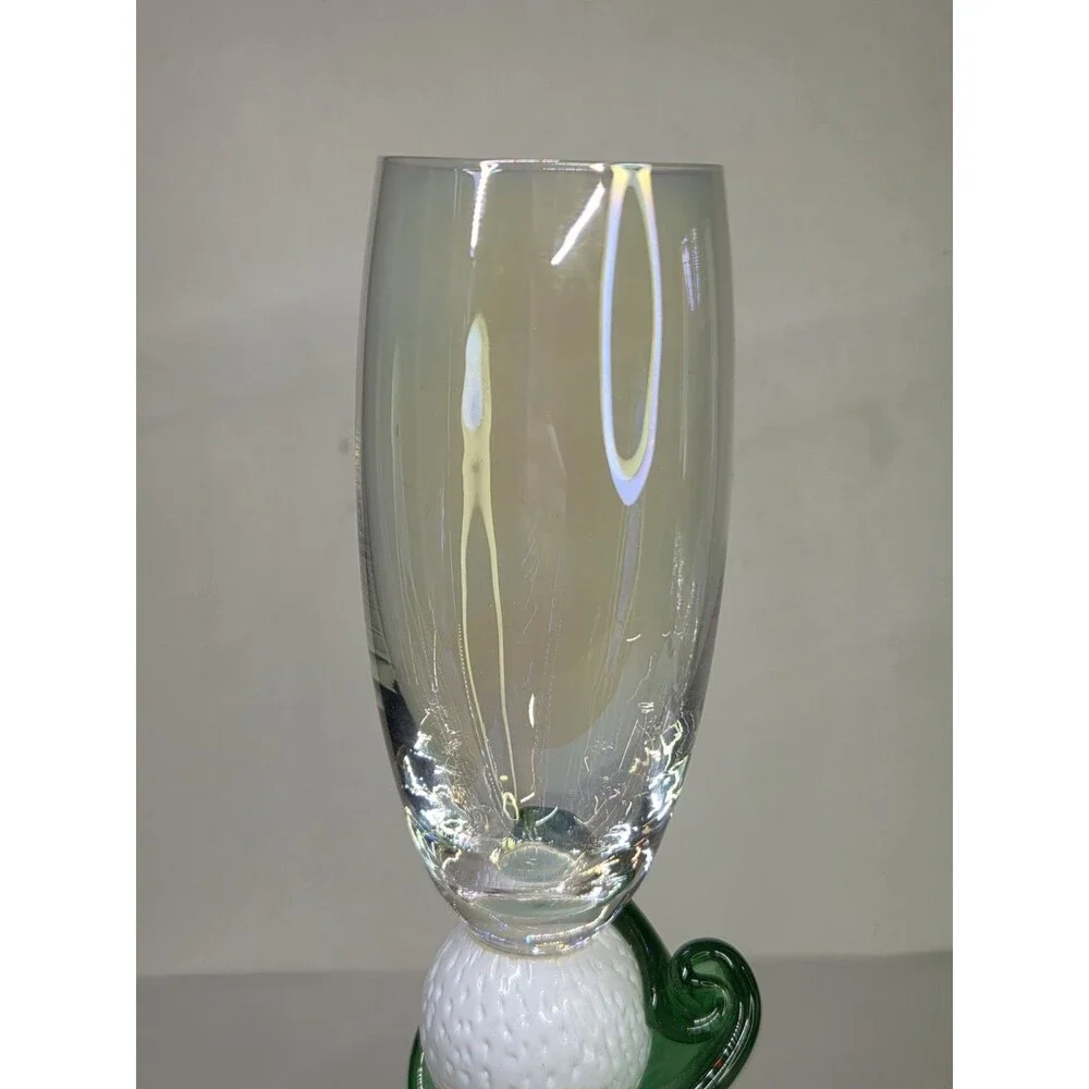 Pair Vintage Hand Blown Brioni Glass The Perfect Lie Champagne Flutes Golf Ball